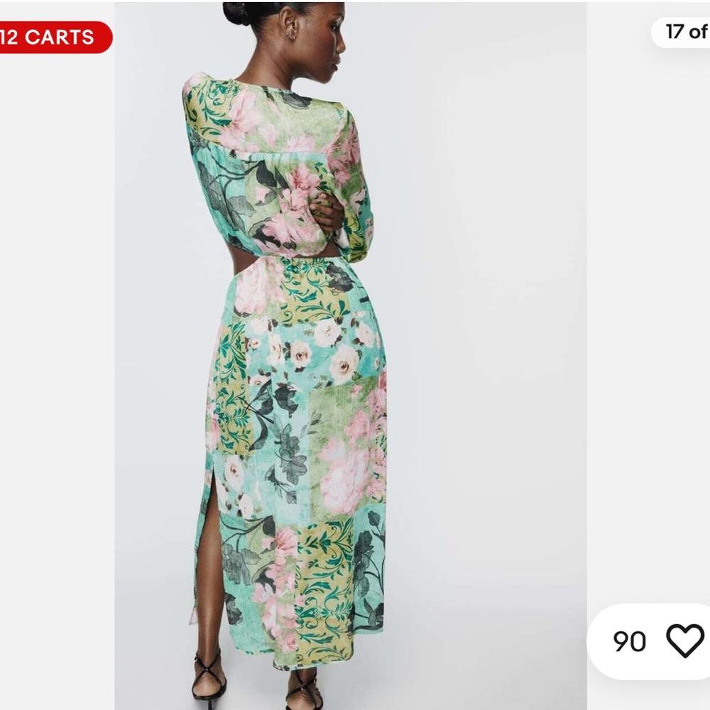 ZARA FLORAL PRINT CUT OUT DRESS - Picture 14 of 16